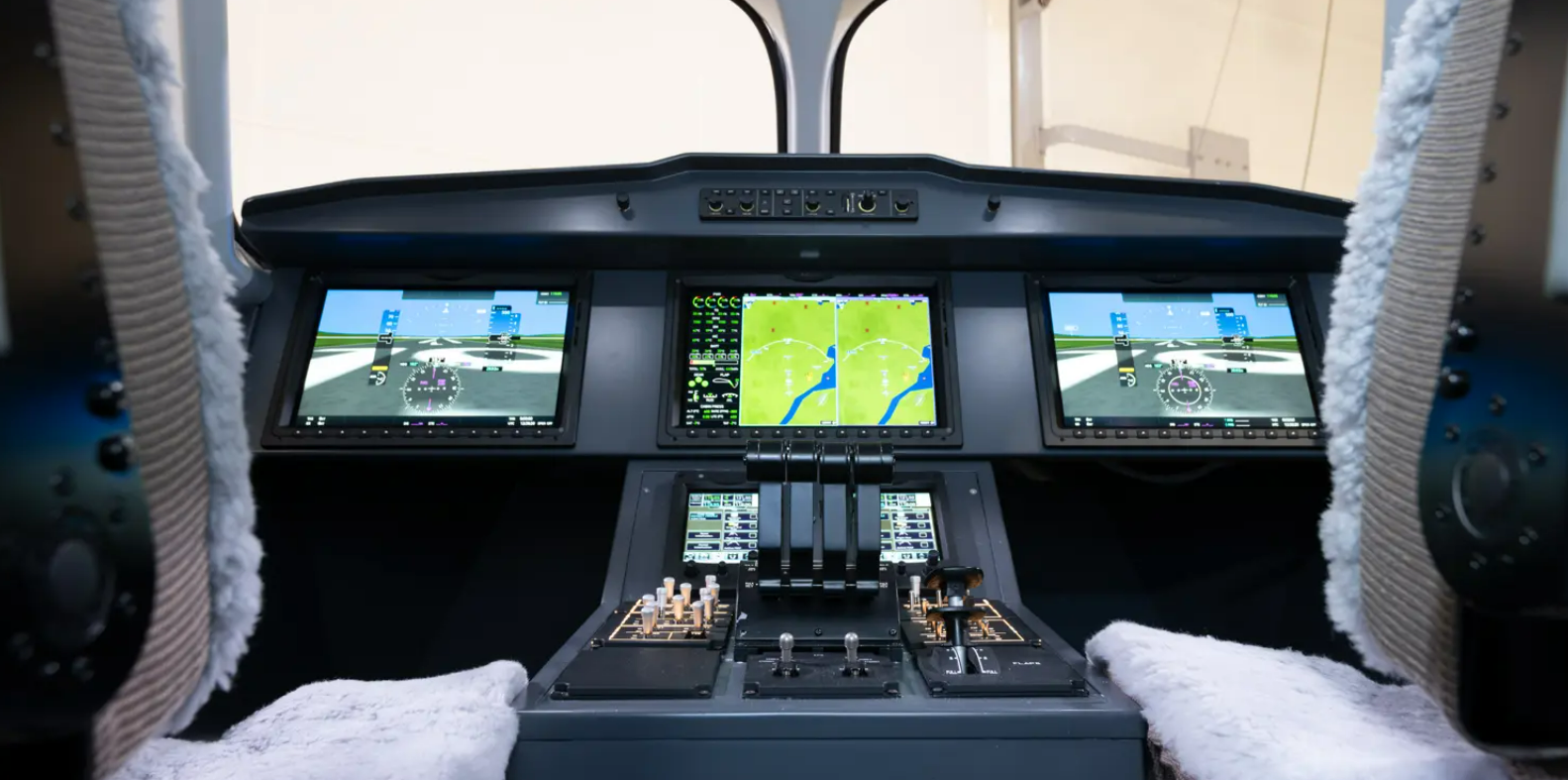 The cockpit mockup installed aboard Heart Aerospace’s X1 demonstrator aircraft for its rollout.